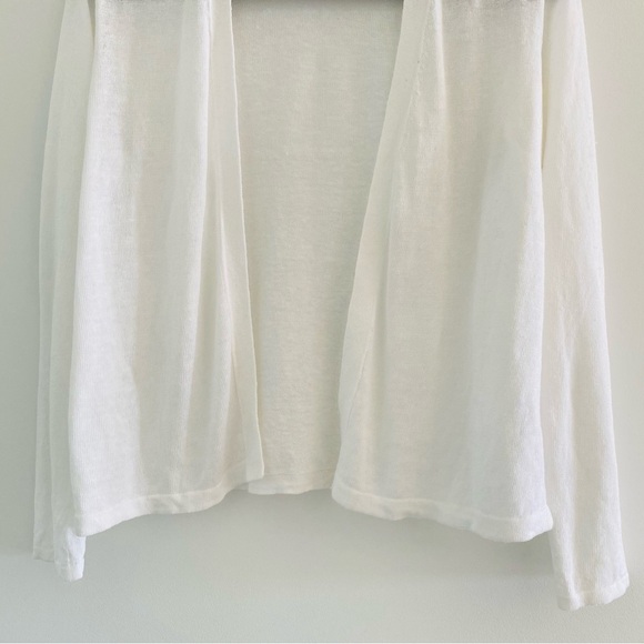 J.Jill Linen Blend Open Front Cardigan White Sz Small Petite - Picture 3 of 14